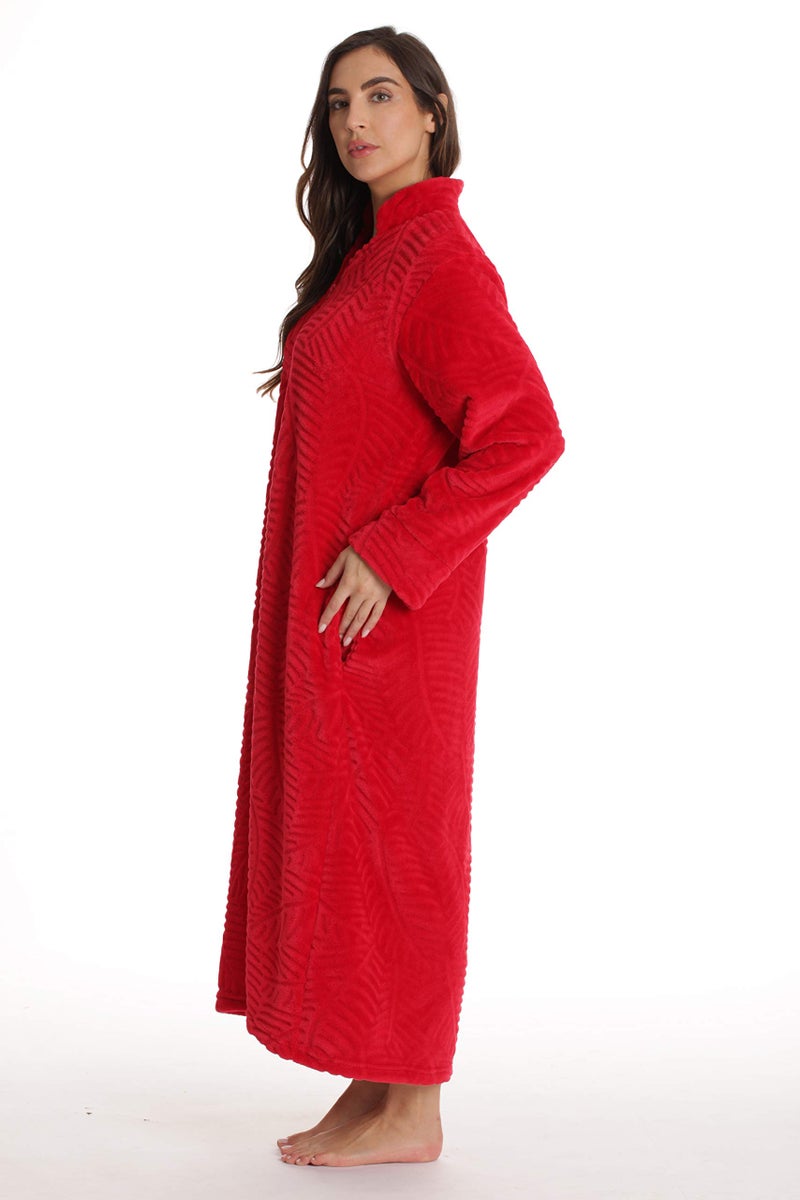 Just Love Plush Zipper Lounger Robe 6729-RED-L - Image 1